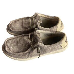 Hey Dudes Shoes Men's Size 10 Wally Woven Beige Slip on Loafers Comfort Casual